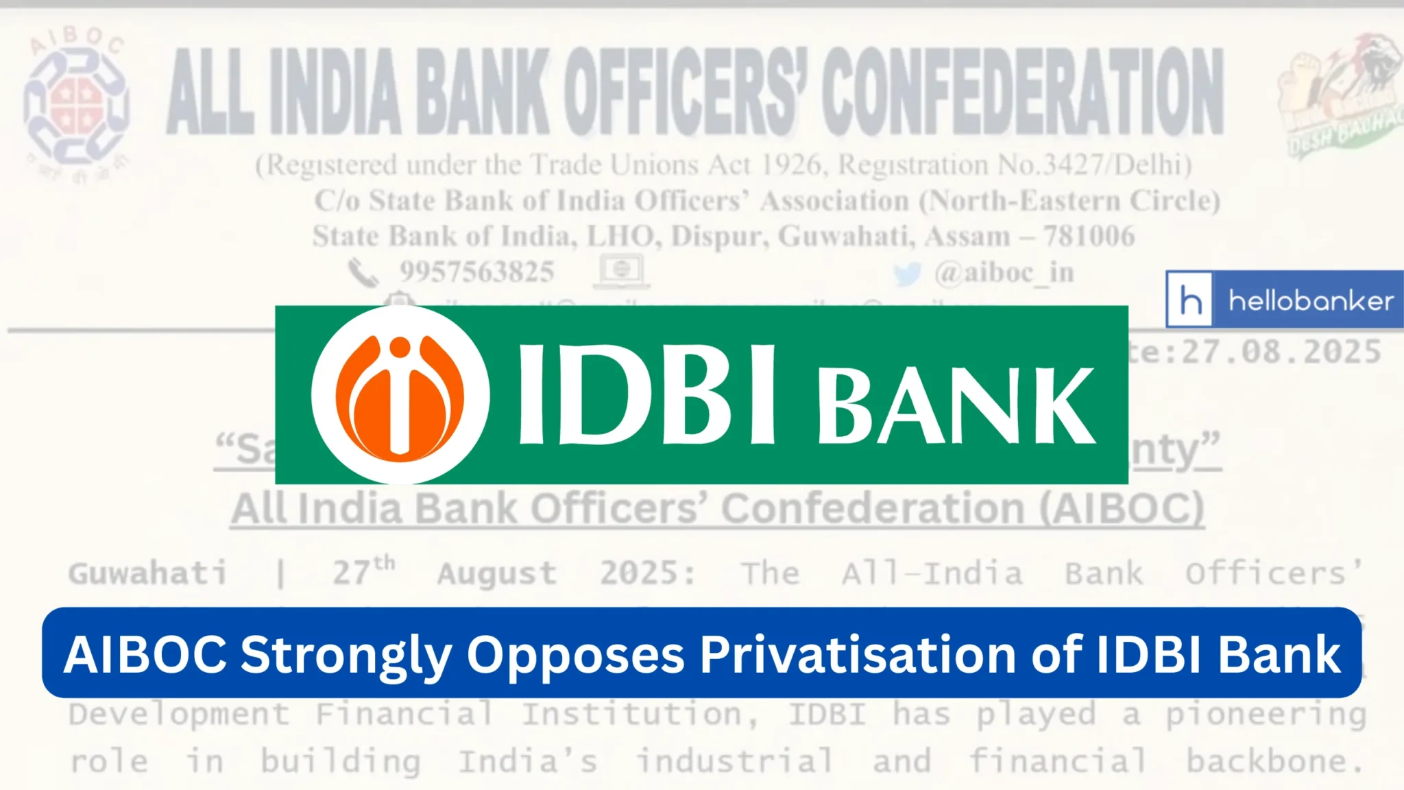 Threat to National Interest! AIBOC Strongly Opposes Privatisation of IDBI Bank