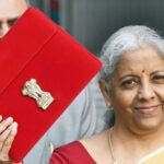 Union Finance Minister Nirmala Sitharaman with other officials outside the Finance Ministry ahead of the Budget 2025 presentation