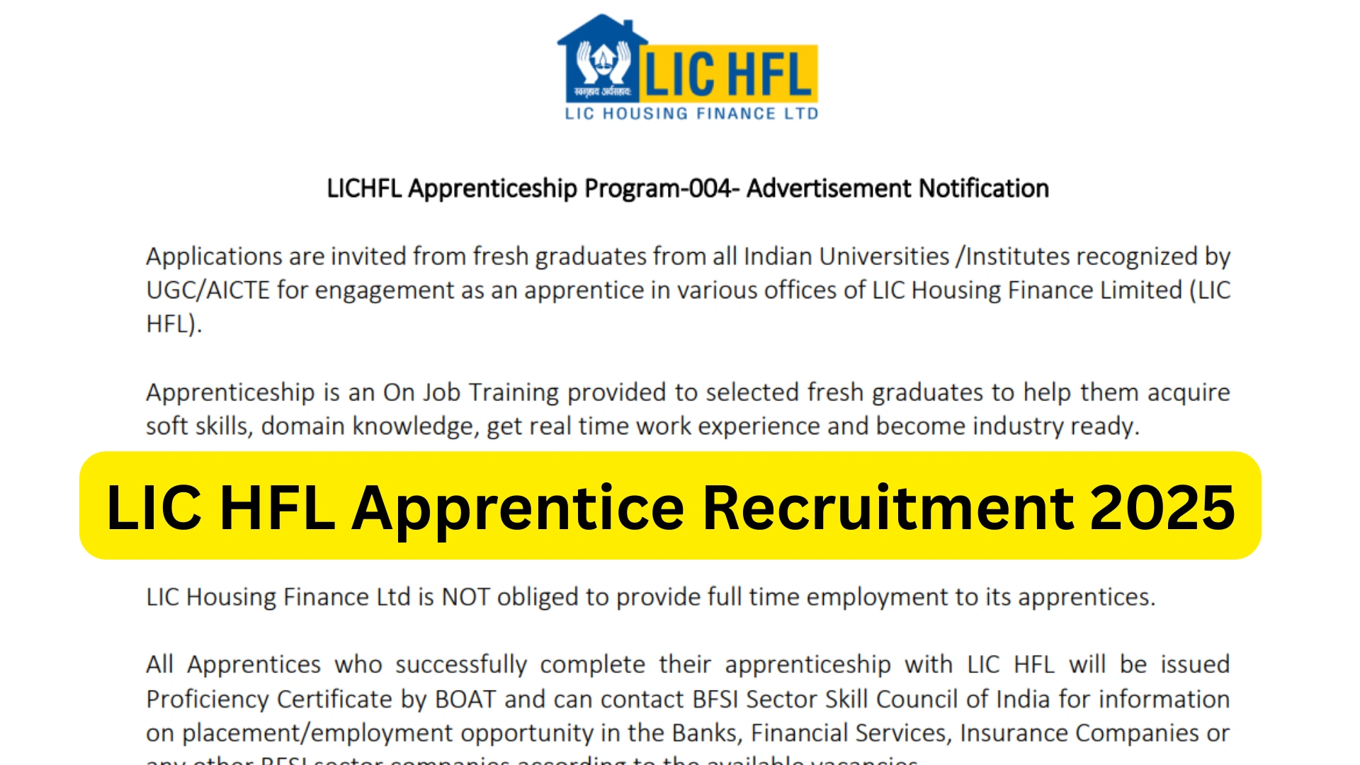 LIC HFL Apprentice Recruitment 2025 Notification Released, Apply Online for 192 Posts